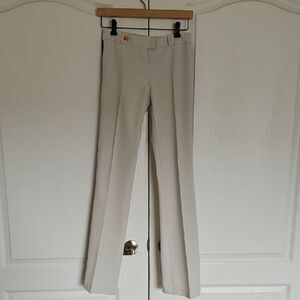 Cream Straight Leg Dress Pants with Tailored Fit